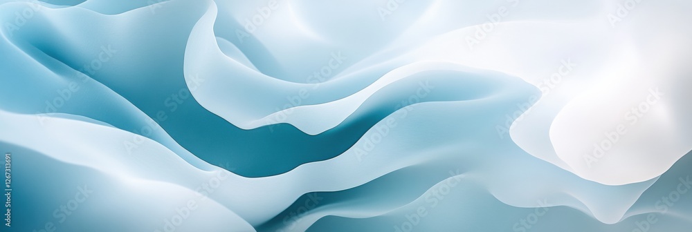 Poster Swirling patterns of soft blue and white textures create a serene and calming visual experience for viewers. Generative AI
