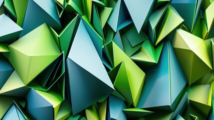 Obraz premium Abstract geometric shapes, vibrant green and blue, fragmented, wall texture