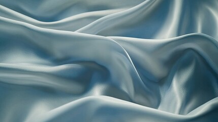 Fototapeta premium Close-up of white silver satin fabric with flowing folds and a soft blur pattern, exuding sophistication and natural elegance