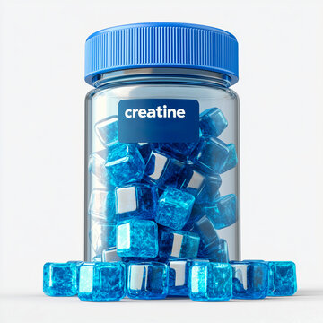 Bote de suplemento de creatina en formato pastillas