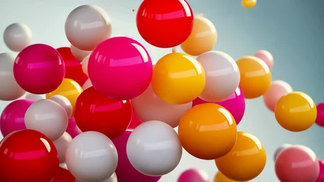 Colorful spheres floating in a vibrant abstract composition with dynamic movement and depth perception