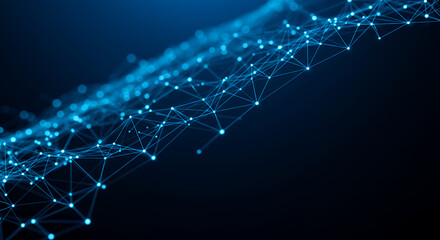 Obraz premium Abstract Blue Network: Futuristic Tech, Data Connection, and Modern Design Inspiration for Backgrounds and Digital Art