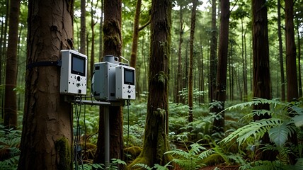 Devices monitoring tree health in lush forests