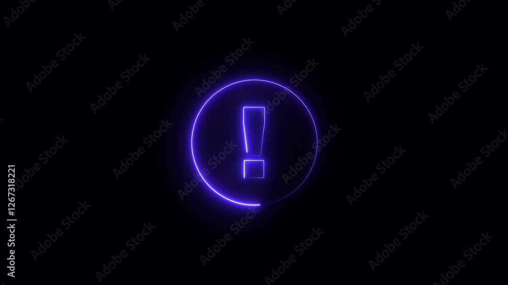Poster exclamation mark button on black background. attention exclamation warning symbol icon animation. ca