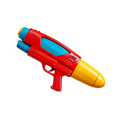 Colorful Plastic Red Water Gun and blue yellow detail on White Background for songkran day