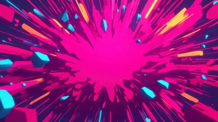 Futuristic Digital Pop Art Explosion in Bold Colors and Shapes