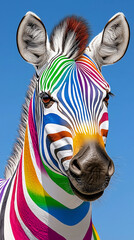 Naklejka premium Rainbow Zebra, Technicolor Stripes
