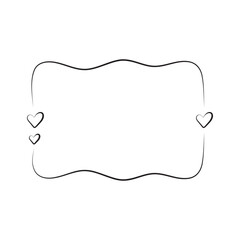 Romantic Hand-Drawn Frame with Hearts