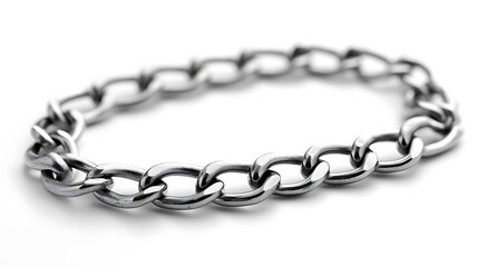 Obraz premium Closeup of a silver chain bracelet, showcasing its textured links and metallic sheen. A strong image for concepts of connection, strength, or style.