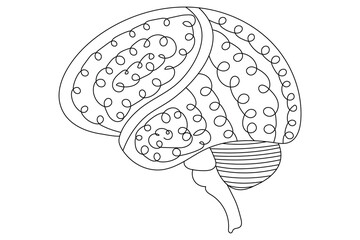 Human brain Continuous one line drawing of line art with psychology idea and vector illustration design



