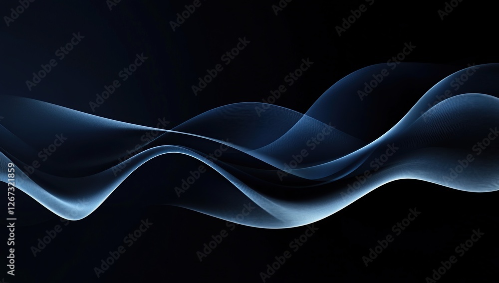 Poster abstract blue waves flowing dynamically across dark background, seamless loop for designs