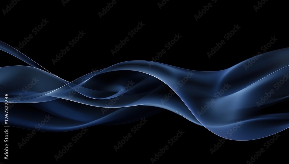 Poster abstract blue waves flowing dynamically across dark background, seamlessly elegant design for screen