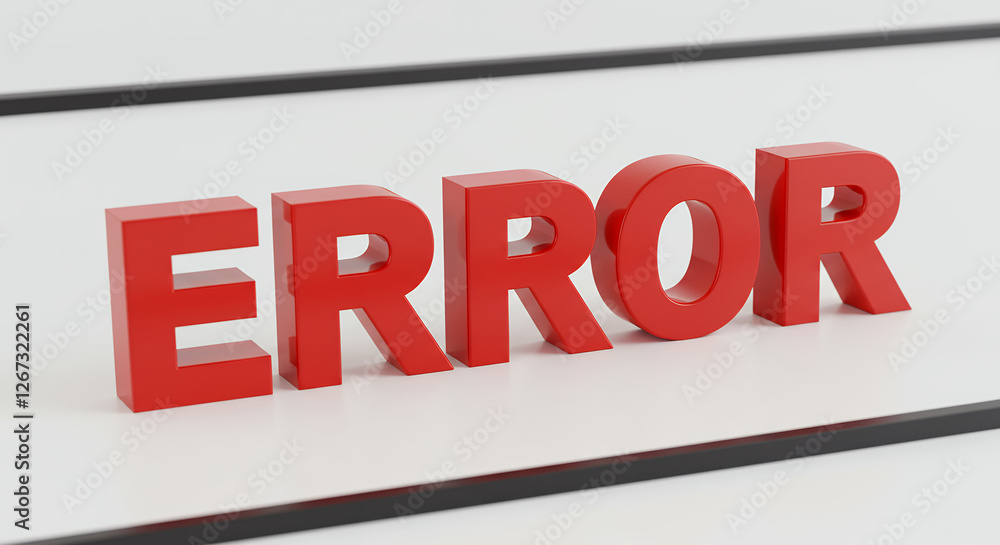 Poster error message: red letters on white - system failure, warning, alert, problem, computer issue. glitc