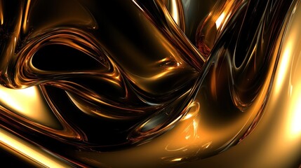 Abstract Gold Liquid Swirls Design