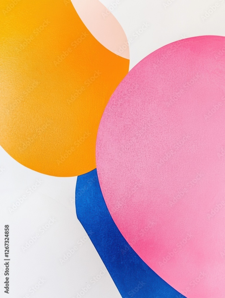 Poster abstract composition featuring colorful shapes in pastel tones creating a modern aesthetic in an art