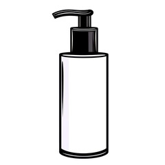 Clean White Bottle with Pump for Cosmetic Products or Liquid Dispensers