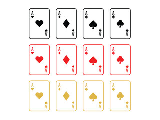 Set of editable vector playing cards silhouette symbol design illustration isolated on transparent background