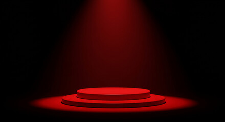 A minimalist, abstract red neon circle, glowing in the dark