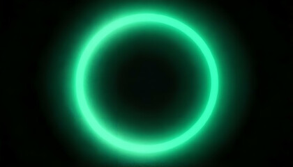 Obraz premium Glowing green light ring black background grainy gradient noise texture poster banner backdrop abstract design