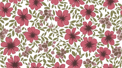 Floral pattern pretty flowers on white background.