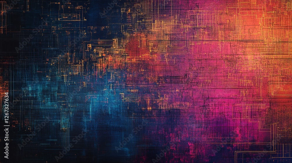 Poster abstract circuit cyberspace design created with generative ai technology