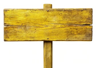 Rustic Yellow Wooden Signpost: Vintage Guide Board Cutout PNG Stock Photo