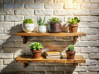 Rustic Wooden Shelf with Displayed Items - Home Decor & Storage Solution