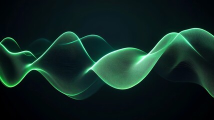Mesmerizing Green Waveform Visualization on Black Background