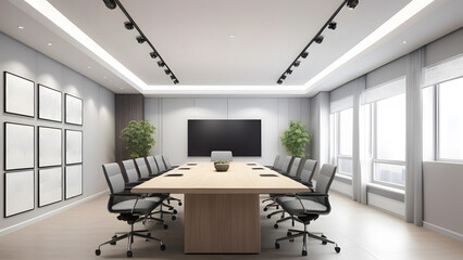 会社の会議室、オフィスの室内イラスト、内観パース