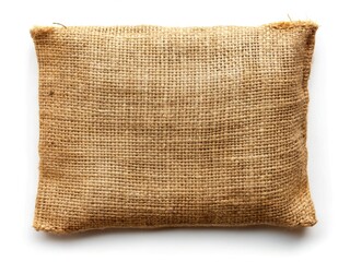 Top View Single Burlap Sack Isolated on White Background