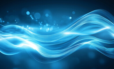 Mesmerizing Blue Light Waves in Abstract Digital Art Creating a Dynamic Flow. Generative Ai