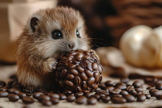 chocolate ball with coffee bean fillings!funny animal