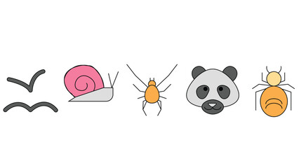 Forest, sea world, and pet animals vector illustration isolated