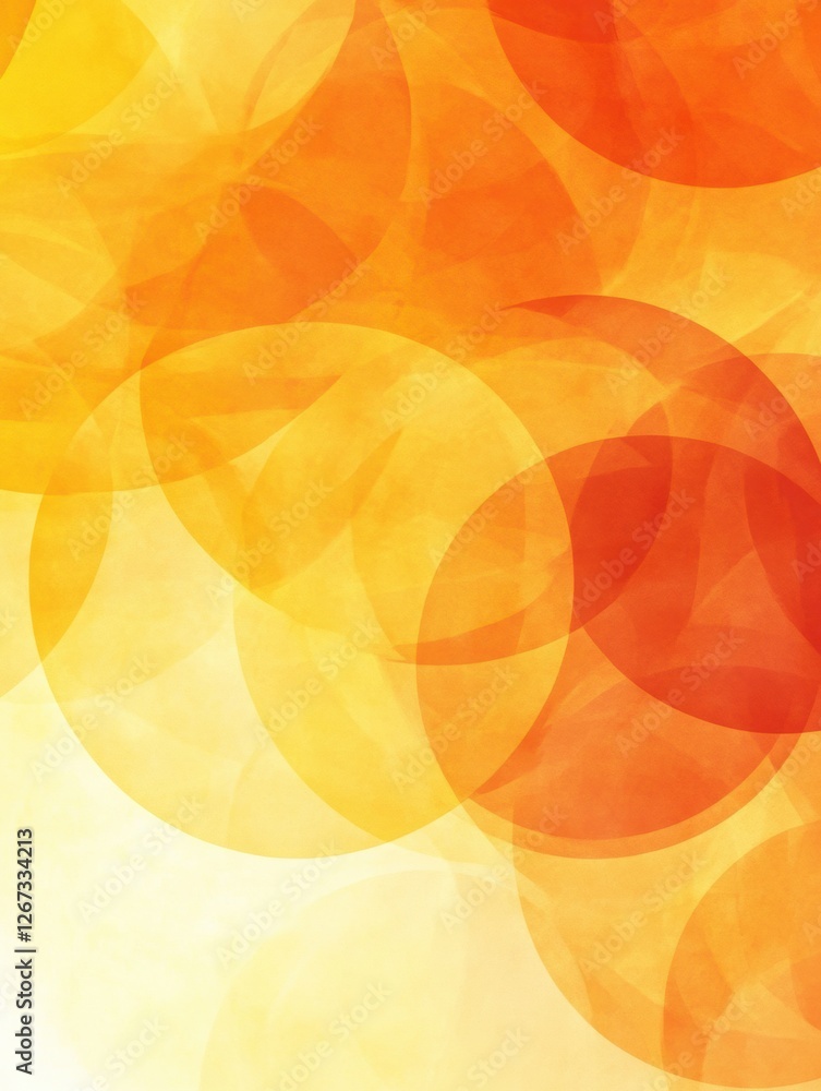 Poster vibrant abstract composition with warm colors and blurred circular shapes creating dynamic visual in