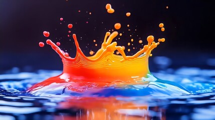 A splash of water with a rainbow in the middle