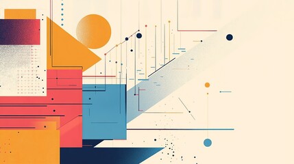 Abstract composition of metrics and indicators charting an upward trajectory, allowing space for text, background image