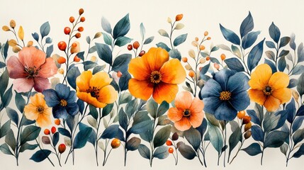 Naklejka premium Background with colorful flowers.
