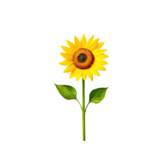 Obraz premium Bright Yellow Sunflower with Vibrant Petals on a Green Stem Ideal for Nature, Gardening, and Floral Themes in Digital and Print Media