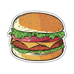 Sticker vector design of fast food 