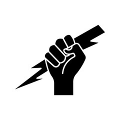 Lightning holding in hand  icon color editable