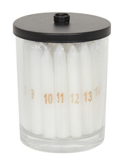 Candle glass with black lid cut out isolated transparent background