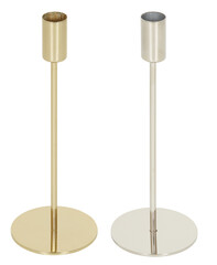 gold colored iron candlestick cut out isolated transparent background