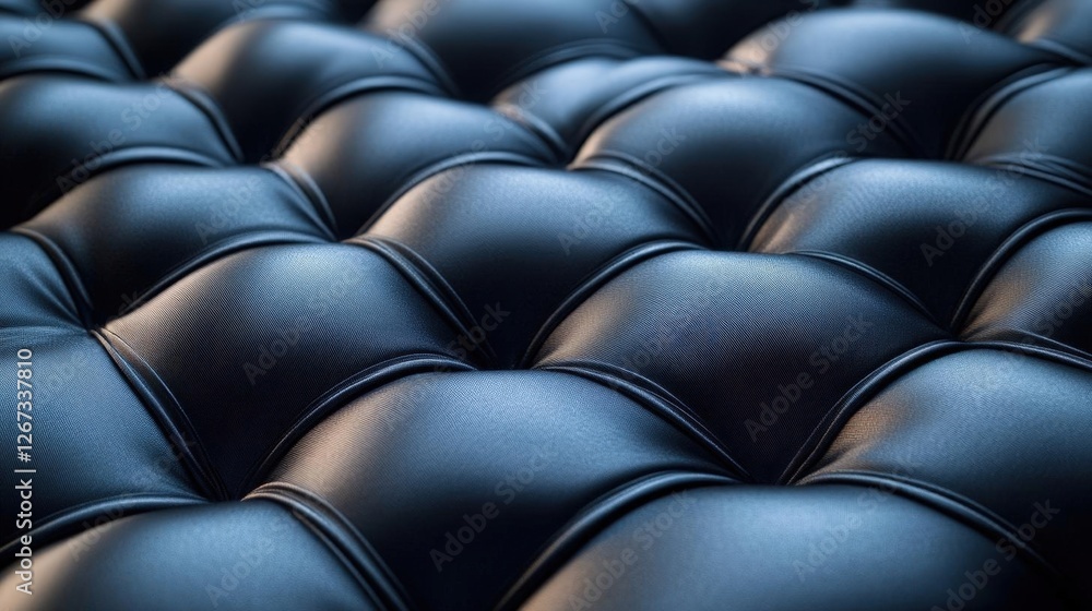 Poster macro shot of dark leather tufted upholstery with a soft button pattern and elegant design