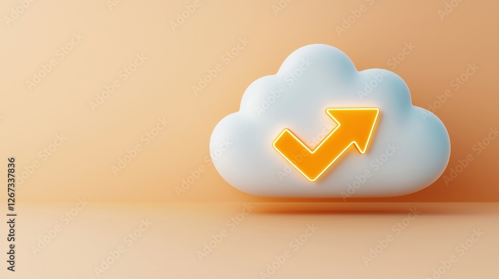 Poster 3d cloud with upward arrow signifying growth and progress in business