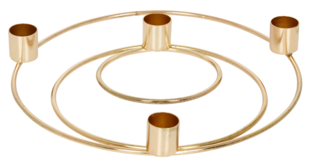 Golden iron circle candle holder cut out isolated transparent background