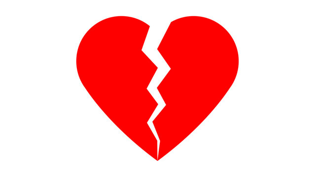 Broken heart easy editable vector icon. flat simple illustration of broken heart. Broken Love Icon Vector.