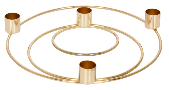 Golden iron circle candle holder cut out isolated transparent background