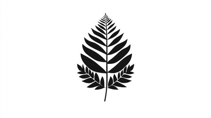 Fern leaf, stylized, white background, nature design, botanical illustration