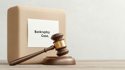 Legal Concept of Bankruptcy with Gavel and Document on Table