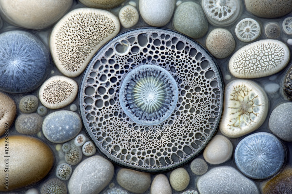 Aufkleber intricate patterns of natural formations resembling stones and microscopic organisms create a mesmer